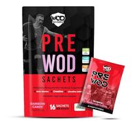 Pre Workout Sachets - 16 Sachets per Pouch | High Caffeine Pre Workout Supplement | PRE WOD Supplement for Crossfit WOD | Made in The UK by WOD Powders (16 Sachets, Rainbow Candy)