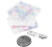 Pre - Wound Bobbin Set | 50 Assorted Color Threads & 25 Empty Spools | Sewing Machine Bobbins for Household Electric Machines/Embroidery | Includes Needles & Measuring Tape