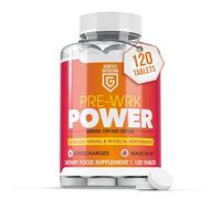 Pre-Wrk Power Tablets for Metabolism & Weight Management Support | 120 Tablets | Supercharged Energy Boost, Natural Strong Caffeine Fat Burner for Men & Women | UK Made | Plant-Based Supplement