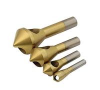 Preamer 4 Pcs 90 Degree Titanium Countersink Deburring Drill Bit Set with Hole