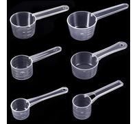 Prebarfun 12 PCS Measuring Spoon, Protein Scoop 5g-25g, Multi-Purpose Plastic Scoops for Protein Powder, Milk Cereal Washing Powder, Flour, Dose (5g 7.5g 10g 15g 20g 25g)