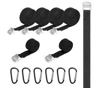 Prebarfun 12 PCS Tie Down Straps, Heavy Duty Tensioning Belts 3m x 25mm,1.5m x 25mm with 6 PCS Carabiner Clips, Adjustable Lashing Straps Ratchet for Vans, Motorcycle, Trucks, Trailer, Luggage