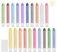 Prebarfun 20 Pcs Dustless Coloured Chalk with 20 Adjustable Holder, Washable Anti-Dust Chalk with 1 Sponge Eraser for Kids Toddlers Children, Oil Pastels Colour 20pcs