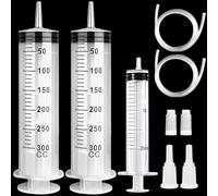 Prebarfun 2pcs Large Syringe 300ml & 1 Pcs 20ml Kitten Feeding Syringe Plastic with Tube & Catheter for Laboratory, Transparent Liquid with catheter, Pet Feeding, Watering & Nutrient Measuring