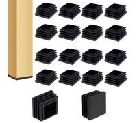 Prebarfun 30PCS Plastic End Caps, Table Leg Floor Protectors 30x30mm, Black Square Metal Chair Leg Caps,Square Tube Inserts Tubing End Cap Plug for Metal Tube, Chairs, Sofas, Tables, Shelves