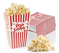 Prebarfun 32Pcs Popcorn Boxes, Small Popcorn Bags for Party, 7x11.5 cm Classic Striped Paper Container for Movie Night, Sleep Over Party, Birthday, Ideal for Fried Chicken, Biscuits, Sweets, Treats