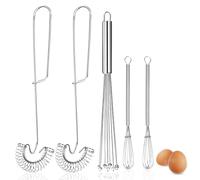 Prebarfun 5 PCS Stainless Steel Whisk Set, Mini Balloon Whisk for Cooking, Spring Coil Wire Egg Beater, Manual Whisking for Cooking, Whisking, Blending