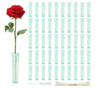 Prebarfun 50 Pcs Flower Water Tube, Reusable Plastic Test Tubes for Flowers - 7.2cm נ1.8cm Floral Test Tubes for Flower Arranging with Cleaning Brush & Rope - Keep Fresh & Decorative, Green
