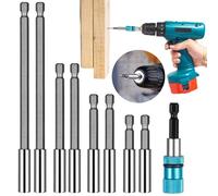 Prebarfun 9 PCS Magnetic Drill Bit Extension Holder, 1/4 Inch Screwdriver Extension, Hex Shank Long Holder for Impact Driver Screwdrivers Drills Bits(150/100/75/66/60mm)