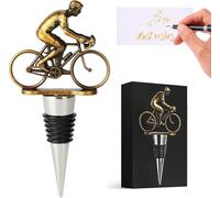 Prebarfun Bicycle Wine Bottle Stopper, Cute Wine Gifts for Men Women, Bronze Wine Saver, Wine Accessories for Father's Day Christmas, Birthday, Bronze Bottle Stopper for Wine and Champagne with Bag