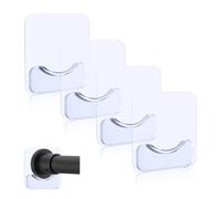 Prebene Adhesive Shower Curtain Rod Holder, 4Pcs Transparent Shower Rod Tension Holder, No Drilling | Stick On | Rod Retainer, Wall Mount Holder for Shower Curtain Rod(Rod Not Included)