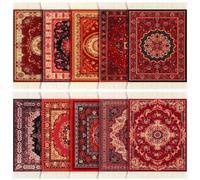 Preboun 10 Pcs Rug Table Coasters Oriental Design Table Drink Holders, Fabric Carpet Drink Mats Fabric Elegant Carpets Vintage Coasters for Home Office Coffee Table Desk Bar Kitchen Dining (Vibrant)