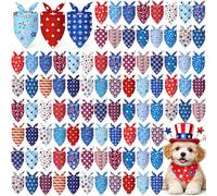 Preboun 100 Pcs Patriotic Dog Bandanas Bulk Labor Day Bandanas for Dogs Triangle Kerchief Scarf Set for Puppy Small Medium Large Workers' Veterans Day Costume Accessories (19.7 x 13.8 x 13.8 Inch)