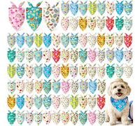 Preboun 100 Pieces Summer Bandanas for Dogs Bulk Hawaiian Dog Bandanas Fruit Kerchief Set for Summer Puppy Small Medium Large Pets Costume Accessories(19.7 x 13.8 x 13.8 inch)