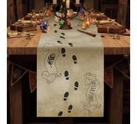 Preboun 12 x 72'' Footprint Map Magical Wizard Table Runner Wizard Tablecloth Decorations Linen Vintage Birthday Party Table Runner Party Decor for Home Dining Room Kitchen