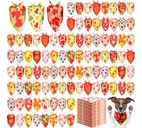 Preboun 200 Pcs Fall Dog Bandanas Bulk Maple Leaves Bandanas for Dogs Autumn Doggie Triangle Kerchief Scarf Bibs Set for Autumn Small Medium Large Pets Costume Accessories