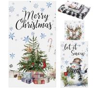 Preboun 3 Pcs Christmas Towel Set - Snowman, Reindeer, & Snowflake Designs - Includes Bath, Hand, and Dish Towels - Perfect for Bathroom, Kitchen, or Hotel