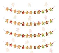 Preboun 5 Pcs 9.8 ft Christmas Gingerbread Banners Gingerbread Men Christmas Garland Christmas Gingerbread Decorations for Christmas Tree Decorations DIY Holiday Indoor House Kitchen Party Ornaments