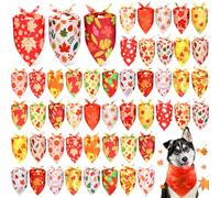 Preboun 50 Pcs Fall Dog Bandanas Bulk Autumn Bandanas for Dogs Doggie Triangle Scarf Bibs with Maple Leaves Pumpkin Patterns for Small Medium Large Pets Costume Accessories(31.5 x 21.7 x 21.7 Inch)