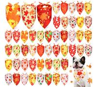 Preboun 50 Pcs Fall Dog Bandanas Bulk Autumn Bandanas for Dogs Doggie Triangle Scarf Bibs with Maple Leaves Pumpkin Patterns for Small Medium Large Pets Costume Accessories(25.6 X17.7 x 17.7 Inch)