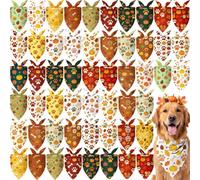 Preboun 50 Pcs Fall Paw Print Dog Bandanas Bulk Autumn Bandanas for Dogs Triangle Kerchief Bibs Scarf Set for Pet Fall Harvest Party Costume Photo Props Accessories, 25 Styles (25.6 x 17.7 x 17.7)