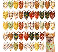 Preboun 50 Pcs Fall Paw Print Dog Bandanas Bulk Autumn Bandanas for Dogs Triangle Kerchief Bibs Scarf Set for Pet Fall Harvest Party Costume Photo Props Accessories, 25 Styles (19.7 x 13.8 x 13.8)