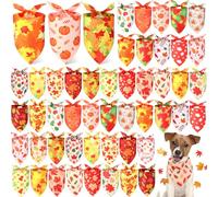 Preboun 50 Pcs Fall Pumpkin Dog Bandana Bulk Maple Leaves Bandana for Dogs Triangle Kerchief Bib Scarf for Small Medium Large Pet Thanksgiving Costume Accessories, 25 Styles (19.7 x 13.8 x 13.8 Inch)