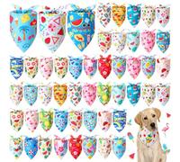 Preboun 50 Pcs Summer Bandanas Dogs Bulk Hawaiian Dog Bandanas Fruit Kerchief Set for Summer Puppy Small Medium Large Pets Costume Accessories (31. 5 x 21. 7 x 21. 7 Inch)