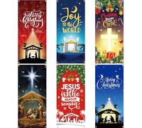 Preboun 6 Pcs Christmas Jesus Religious Door Cover Decoration Xmas Holy Night Door Backdrop Christmas Backdrop Decorations Jesus is The Reason for The Season Decor