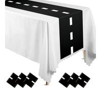 Preboun 6 Pcs Plastic Checkered Table Runner 14 x 108 Inch Racetrack Road Table Runner for Two Fast Car Theme Birthday Racing Party Decor Events Supplies (Black White Race Track)