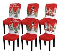Preboun 6 Pcs Winter Chair Covers Set Removable Washable Stretch Dining Room Slipcovers Parson Chair Protector for Winter Home Ceremony Party Decoration, 3 Style(Classical,Red)