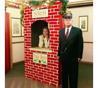 Preboun Christmas Polar Train Ticket Station Door Curtain Christmas Ticket Hall Door Cover Polar Birthday Party Photo Backdrops Xmas Train Depot Sign Banner for Xmas Classroom Home Porch Wall Decor