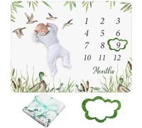 Preboun Mallard Duck Baby Monthly Milestone Blanket Mallard Duck Months Blanket Mallard Duck Stuff Growth Chart Milestone Blanket for Boy or Girl with Felt Marker, 40"x60"