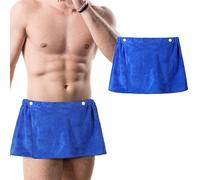 Preboun Men's Bath Wrap Towel Shower Wrap Towel Adjustable Terry Body Spa Towels with Pocket After Shower for Men Gift Spa College Bath Dorm Room Gym, Blue, 12 x 55 Inch