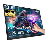 Prechen 23.8 Inch 2K 100Hz Large Portable Touchscreen Monitor 100% sRGB IPS Portable Touch Display QHD w/90° Adjustable Stand USB-C HDMI Laptop Monitor Desktop 2560X1440