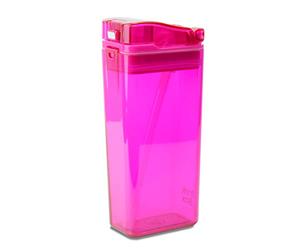 Precidio Design Drink in the Box Eco-Friendly Reusable Juice Box Container, 12 ounce, Pink