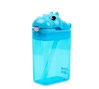 Precidio New Drink in the Box FunTops Eco-Friendly Reusable Drink Container Design, 8oz (Hippo)