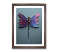 Precious Dragonfly Framed Print | A4 Walnut Framed Wall Art | Ready to Hang | Modern Animal Picture | Living Room Bedroom Lounge Office