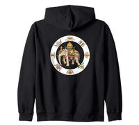 Precious Elephant and Eight Auspicious Symbols Buddhism Zip Hoodie