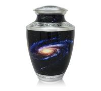 PRECIOUS HANDICRAFT Aluminium Cremation Urns for Ashes Adult | Decorative Urn for Human Ashes Female & Male, Blue Spiral Galaxy Aluminium Keepsake Urn with Secure Lid (Large 26.5 cm)