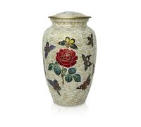 Precious Handicraft Butterflies on Rose Floral Cremation Urn