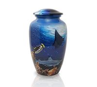 PRECIOUS HANDICRAFT Dolphin Cremation Urns for Ashes Adult | Decorative Urn for Human Ashes Female & Male | Dolphin Ocean Design Keepsake Urn with Secure Lid (Blue,Large)