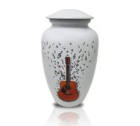 PRECIOUS HANDICRAFT Guitar Cremation Urns for Ashes Adult | Decorative Urn for Human Ashes Female & Male, Guitar Musical Keepsake Urn with Secure Lid (White, Large)