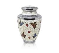 Precious Handicraft Hand Painted Cremation Urn for Human Ash for Funeral, Burial or Home. Urn for Ash Adult Male Female Large Urns for Dad Mom and Cremation Urns for Human Ash (Ivory)