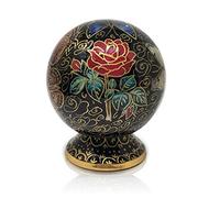 Precious Handicraft Keepsake Butterflies on Rose Floral Globe Style Cremation Urn