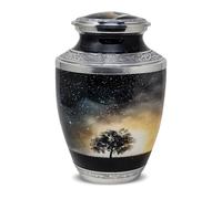 PRECIOUS HANDICRAFT Night Sky Tree Cremation Urn for Human Ashes Adult Size - Tree of Life Design, Multicolour Finish, Memorial Urn (1.2 kg) with Secure Lid for Home Display Large (10 Inch)