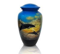 PRECIOUS HANDICRAFT Sunset Beach Cremation Urn for Ashes Adult | Decorative Urn for Human Ashes Female & Male, Sunset Beach Ocean Landscape Keepsake Urn with Secure Lid (Large)