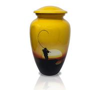 PRECIOUS HANDICRAFT Sunset Cremation Urns for Ashes Adult | Decorative Urn for Human Ashes Female & Male, Deer Sunset Nature Keepsake Urn with Secure Lid (Yellow, Large)