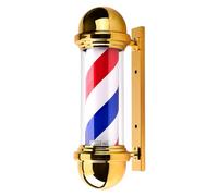 precious harvest 50cm Barber Pole,Red Blue and White Barbershop Rotating Light Fixture,Classic Signs for Hair Salon,LED Light Source (Golden)