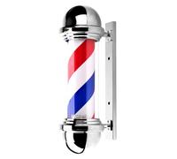 precious harvest 50cm Barber Pole, Red Blue and White Barbershop Rotating Light Fixture, Classic Signs for Hair Salon, LED Light Source, Silver